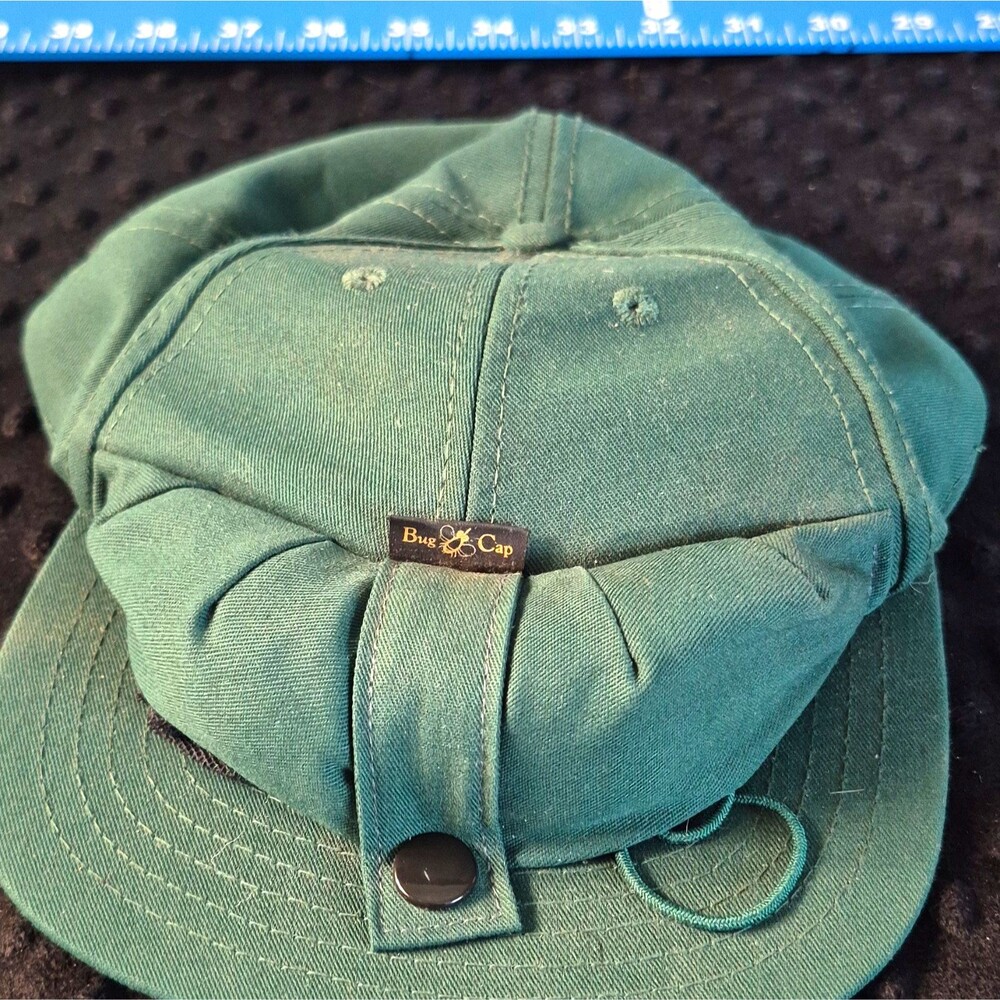 Bug Cap Green Army Cap Adjustable One Size Men's Casual Solid Hat mosquito net